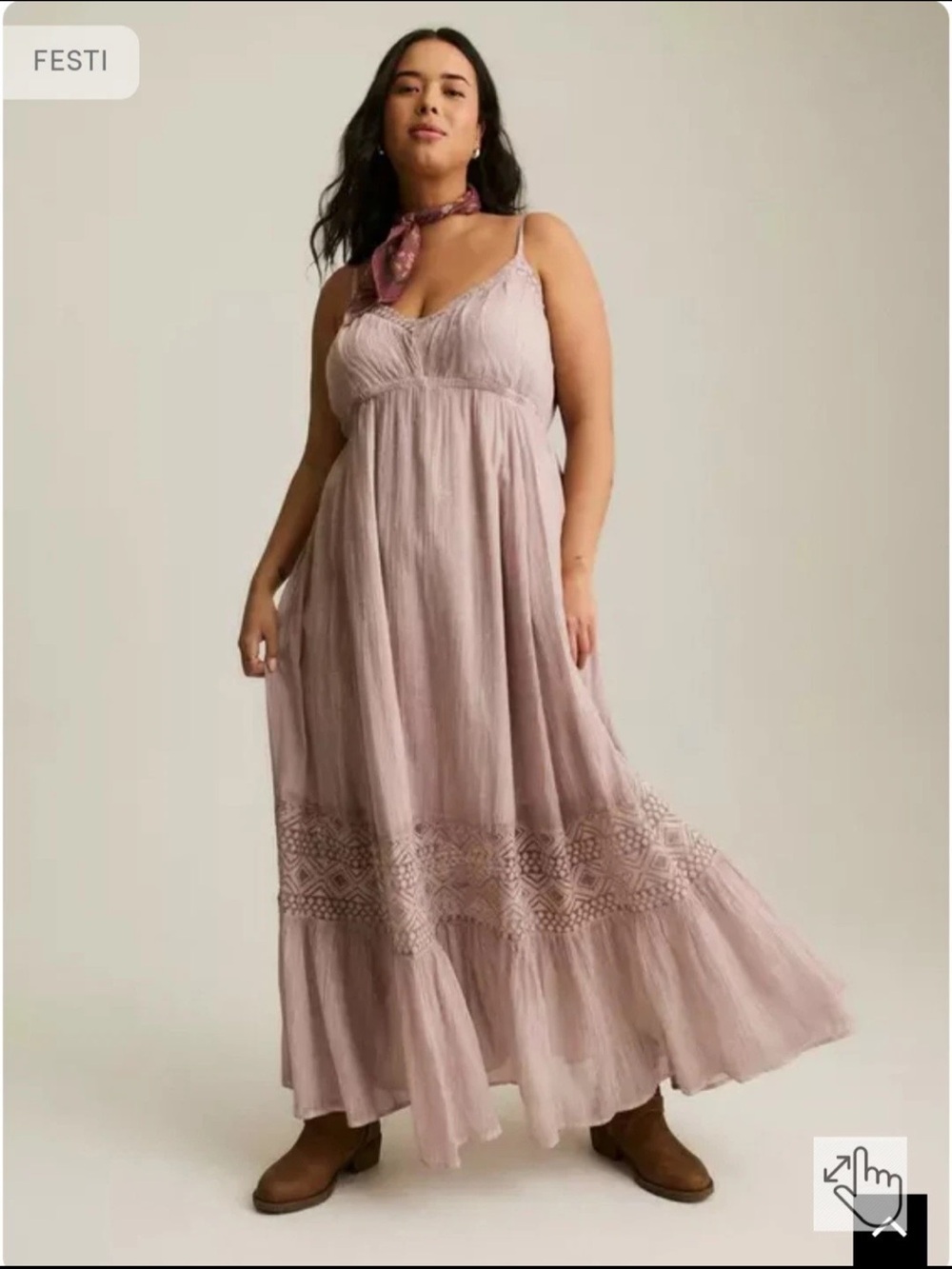 Festi Maxi Dress in rose with lace trim and embroidered maxi 00 nwt